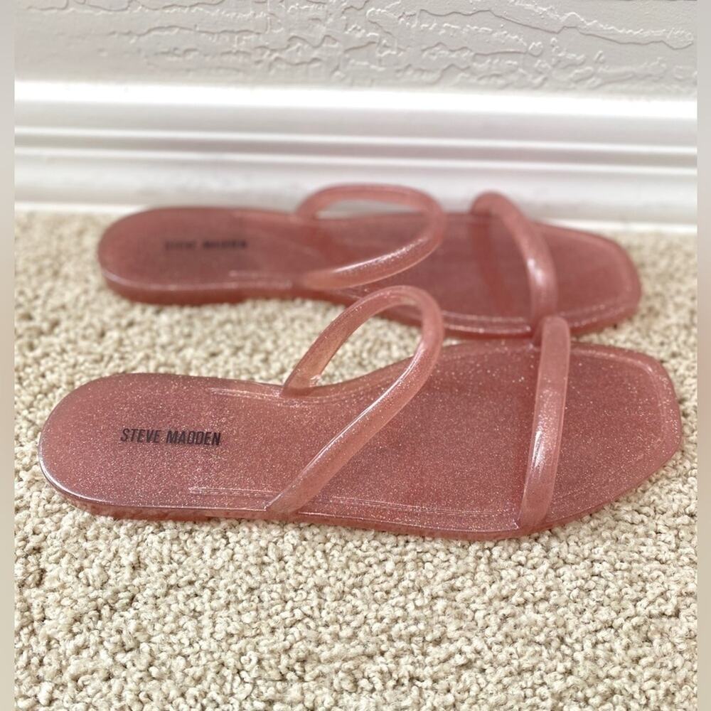 Steve Madden Pink Glitter Jelly Slide Sandals - Picture 2 of 4